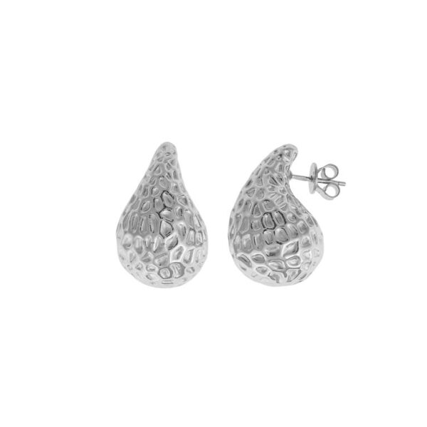 Pendientes Plata Rodio Gota Martilleada