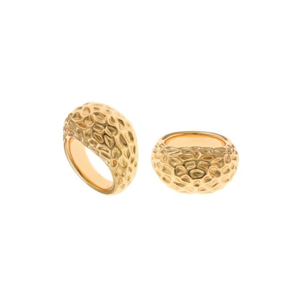 Anillo Plata Chapado Dorado Ancho Martilleado