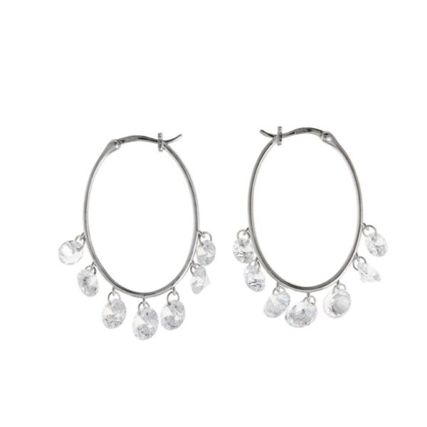 Pendientes Plata Chapado Aro Ovalado Circonitas - Imagen 6