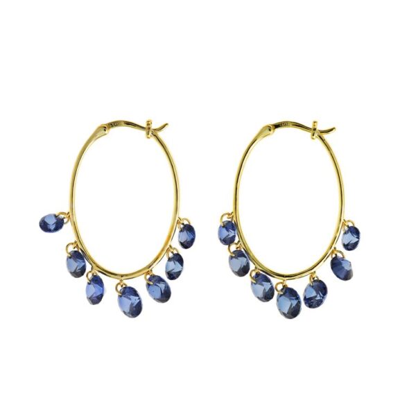 Pendientes Plata Chapado Dorado Aro Ovalado Circonitas