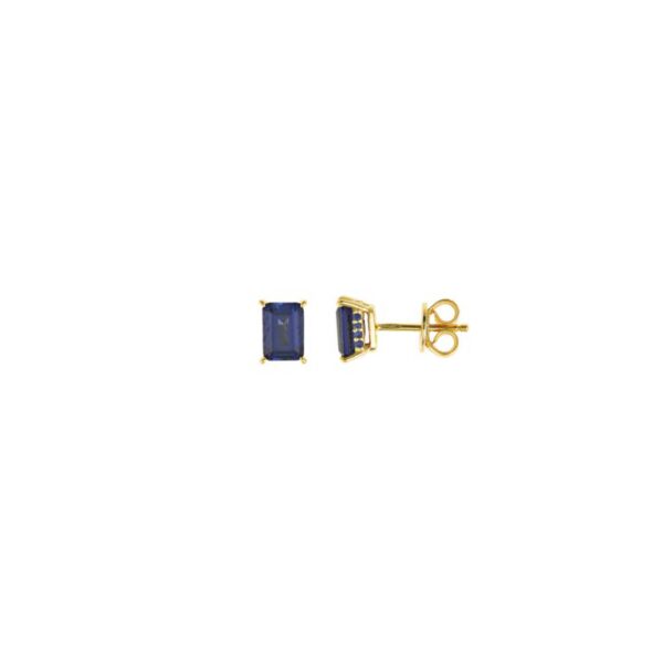 Pendientes Plata Chapado Dorado Circonita Zafiro Sintético