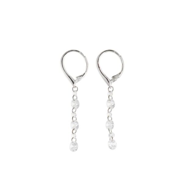 Pendientes Plata Rodio Barra Tira Circonitas