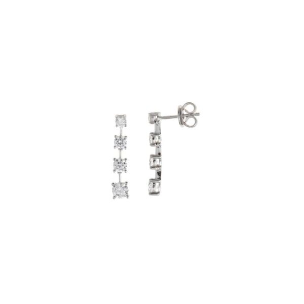 Pendientes Plata Rodio Tira Cuatro Circonitas
