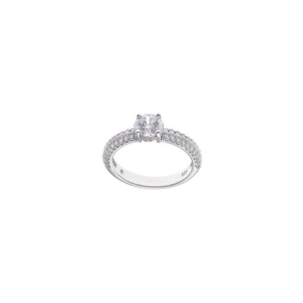 Anillo Plata Rodio Circonita Blanca Brillante