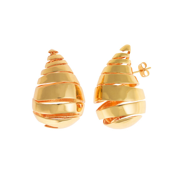 Pendientes Metal Chapado Dorado Gota Líneas