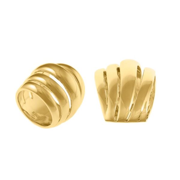 Anillo Metal Chapado Dorado Líneas