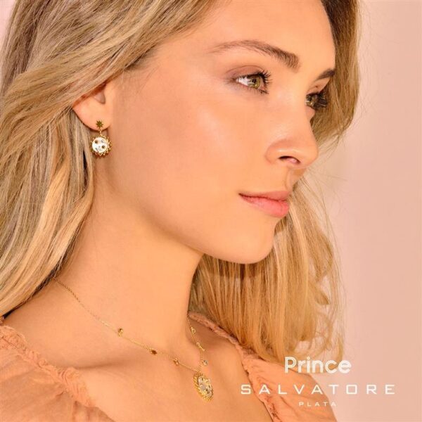 Pendientes plata chapado oro sol y estrellas - Imagen 2