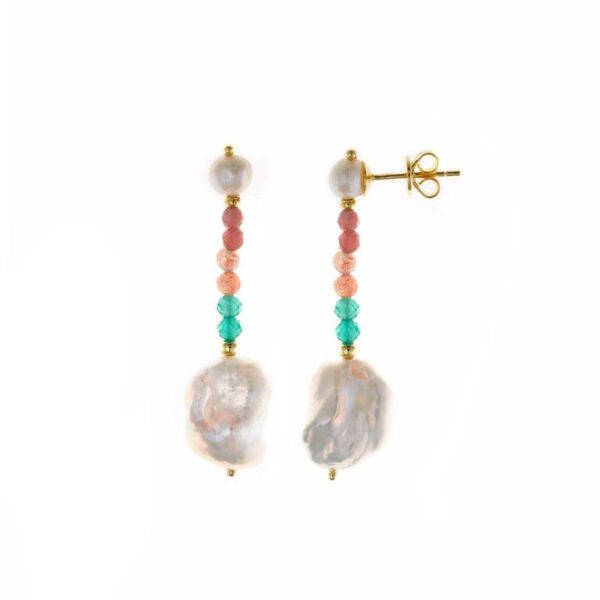 Pendientes plata chapado dorado perlas