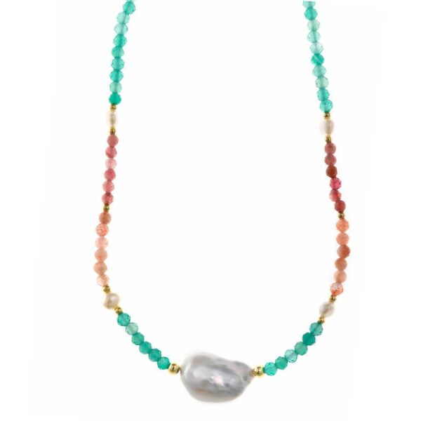 Collar Plata Chapado Dorado Perlas Irregulares