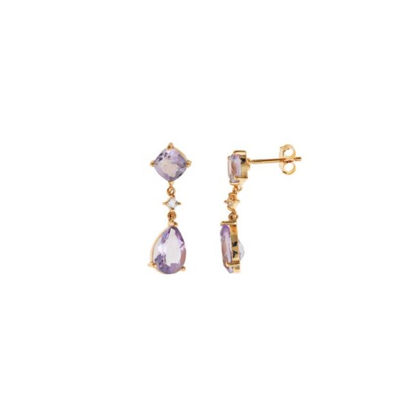 Pendientes Plata Chapado Dorado Piedra