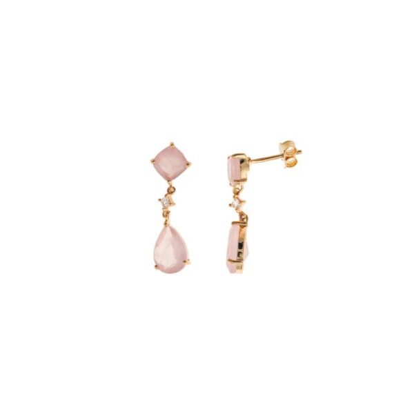 Pendientes Plata Chapado Dorado Piedra - Imagen 4