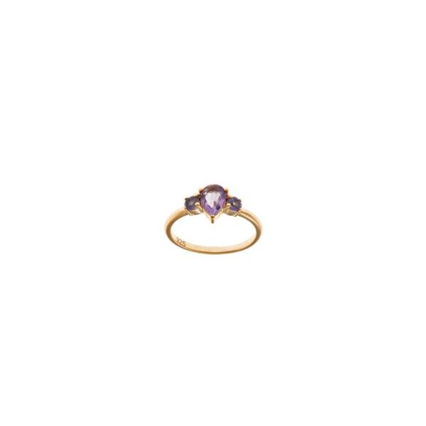 Anillo Plata Chapado Dorado Piedra - Imagen 3