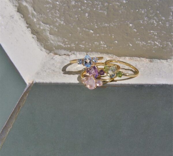 Anillo Plata Chapado Dorado Piedra