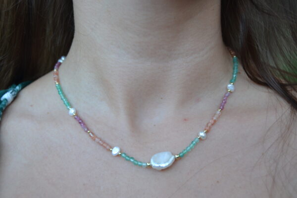 Collar Plata Chapado Dorado Perlas Irregulares - Imagen 2