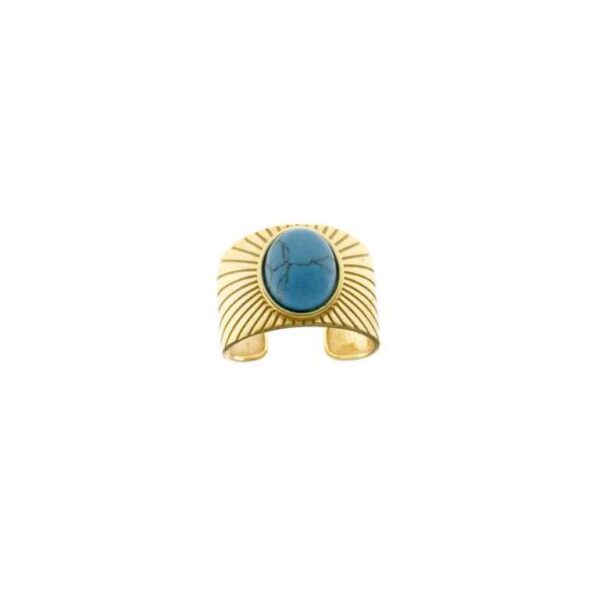 Anillo Plata Chapado Dorado Turquesa Sintética
