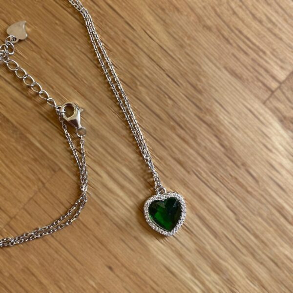 Collar Plata De Ley Corazón Plata Circonita - Imagen 3