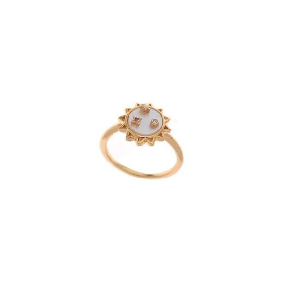 Anillo Plata Chapado Dorado Sol Madre Perla