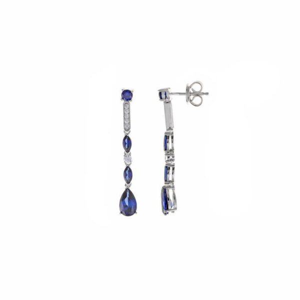 Pendientes Circonitas Color Zafiro  Plata De Ley