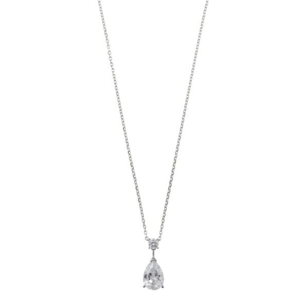 Collar Plata Rodio Circonitas Blancas Brillantes Pera