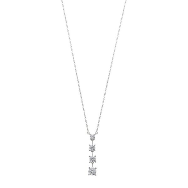 Collar Plata Rodio Tira Cuatro Circonitas Blancas