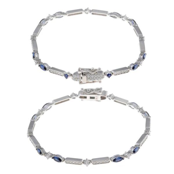 Pulsera Circonitas Color Zafiro  Plata De Ley