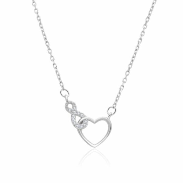Collar Colgante Corazón Infinito  Plata De Ley