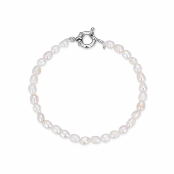 Pulsera Perlas Cierre Plata  De Ley