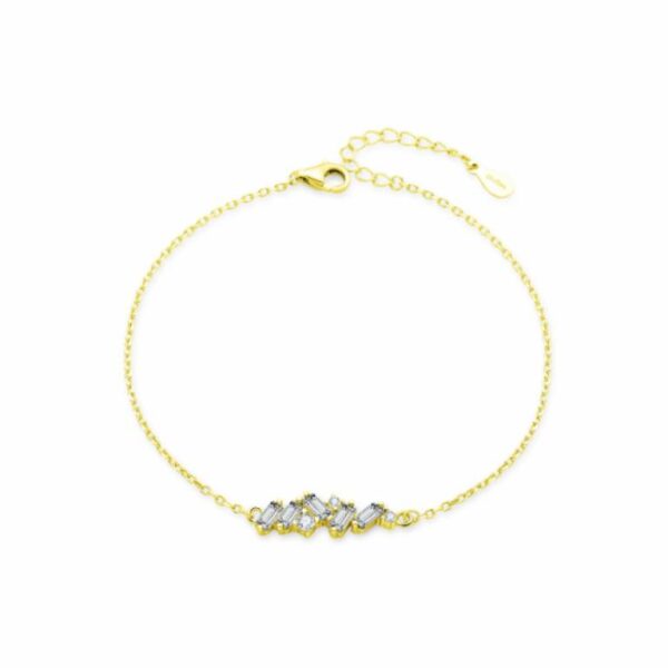 Pulsera Circonitas Baguette Chapada Plata  De Ley