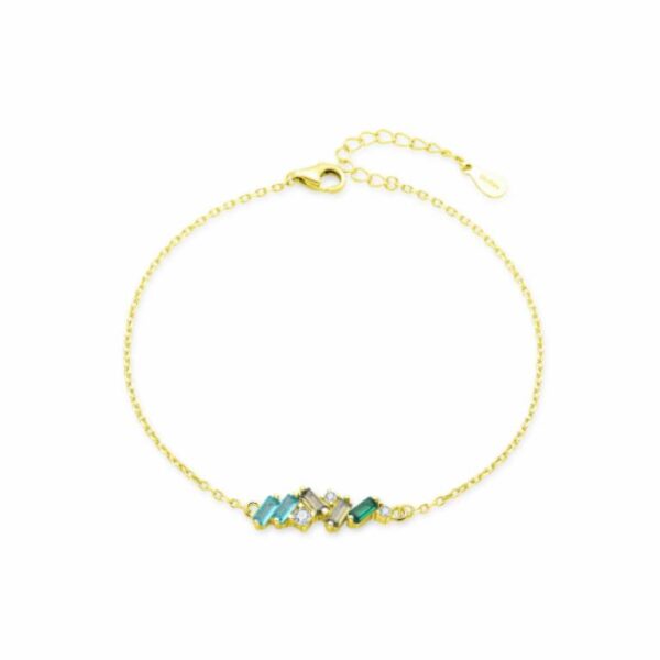 Pulsera Circonitas Baguette Chapada Plata  De Ley