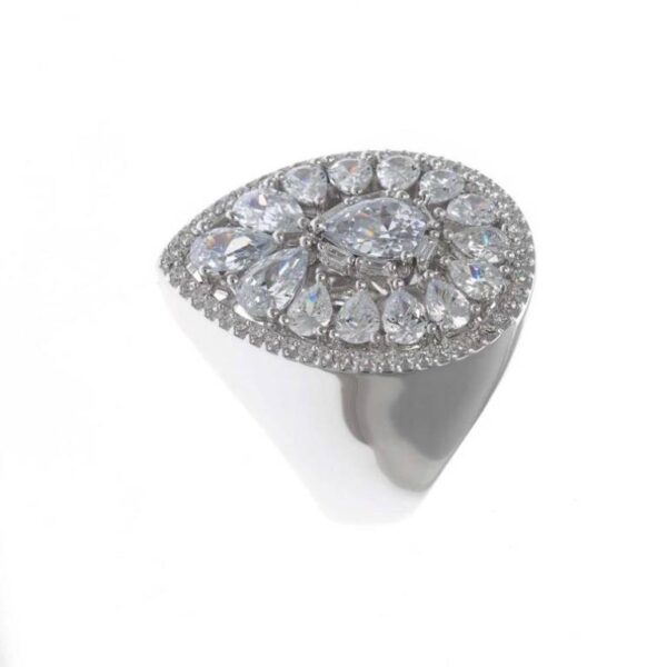 Anillo  Rodiado Circonitas  Plata De Ley