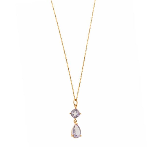 Collar Plata Chapado Dorado Amatista