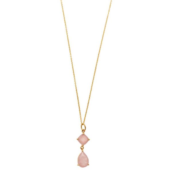 Collar Plata Chapado Dorado Cuarzo Rosa