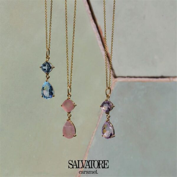Collar Plata Chapado Dorado Cuarzo Rosa - Imagen 2