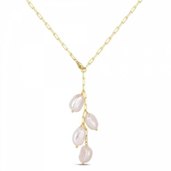 Collar De Plata Chapado Con Perla Natural Barroca 12mm Con Racimo Total 45cm
