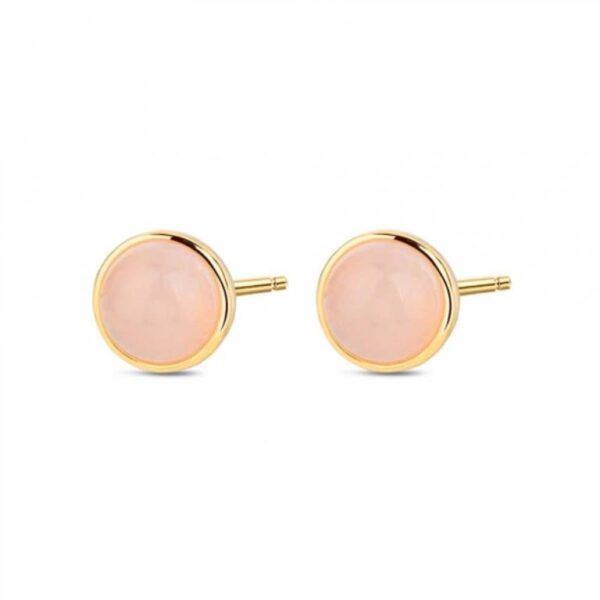 Pendientes De Piedra Natural Cuarzo Rosa