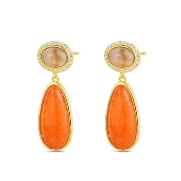 Pendientes  De Piedra Natural Chapado