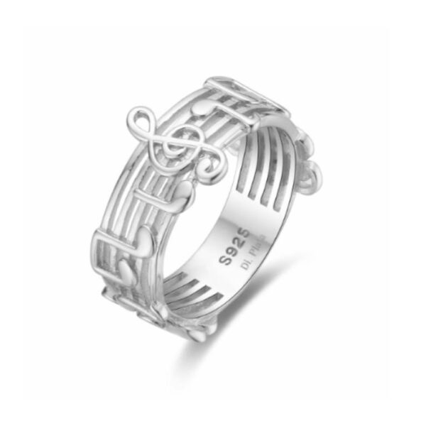 Anillo Plata Notas Musicales