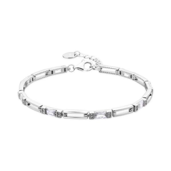 Pulsera Plata De Ley Bañada Rodio Circonitas