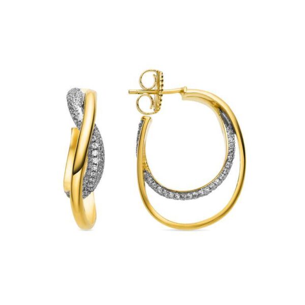 Pendientes Aros Plata Plata De ley Chapado Dorado