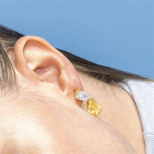 Pendientes Plata De Ley Chapado Dorado Circonitas - Imagen 2