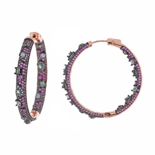 Pendientes Aros  Chapado Rosa Plata De ley