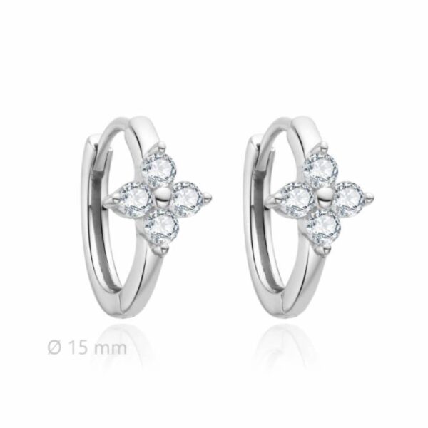 Pendientes Plata De Ley 925  Flor Circonitas  blancas