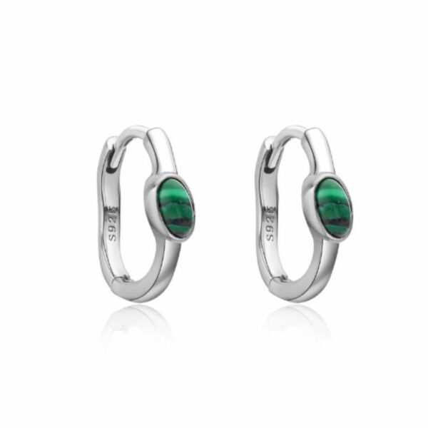 Pendientes De Aro En Plata De Ley 925 Malaquita
