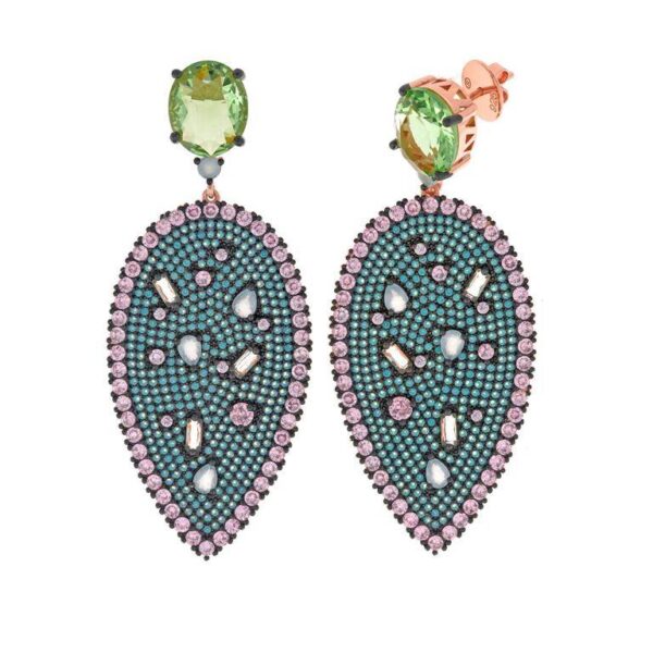 Pendientes Largos Plata De Ley Chapada  Oro rosa