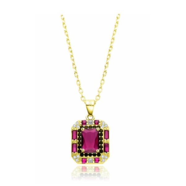 Collar Plata Chapado Dorado Circonita Color - Imagen 3