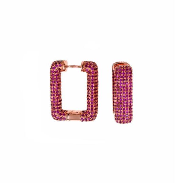 Pendientes Plata De Ley Chapado Rosa Circonitas Rubí