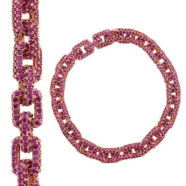 Pulsera Plata De Ley Chapado Rosa Circonitas Rubí - Imagen 2