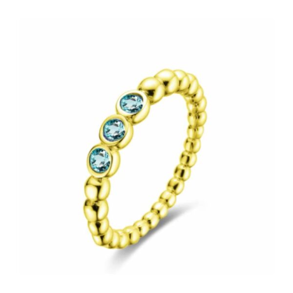 Anillo Plata Chapado Dorado Circonita Circulo Celeste
