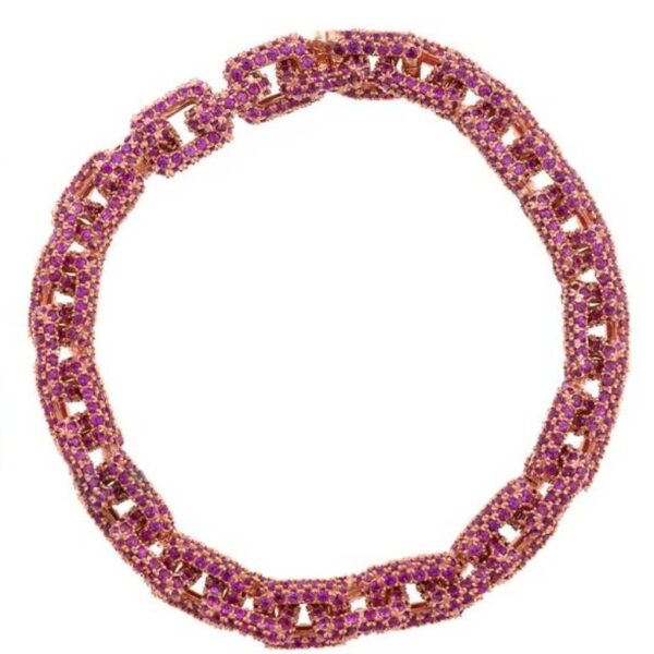 Pulsera Plata De Ley Chapado Rosa Circonitas Rubí