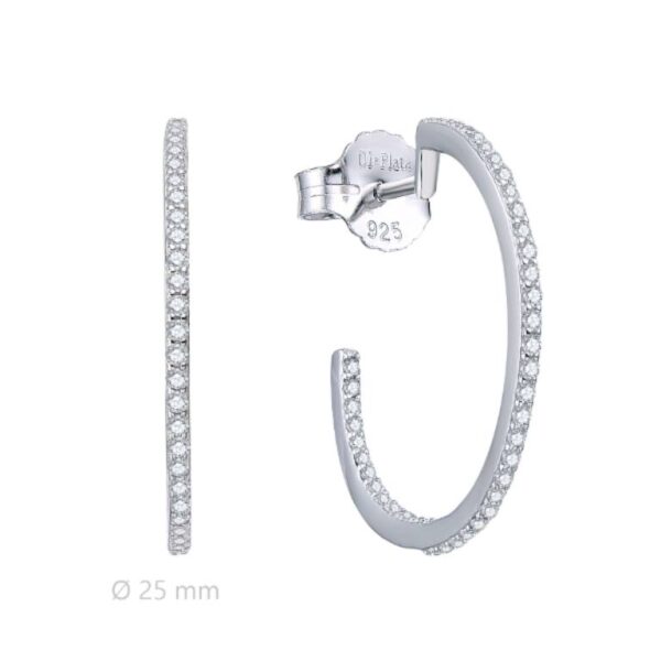 Pendientes Aros Rodiados  Plata De ley